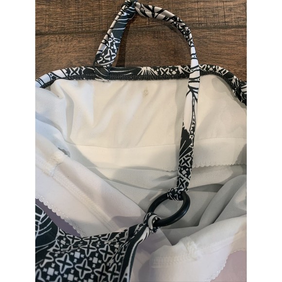 Kona Sol Ring Detail Medium Coverage One Piece Swimsuit Tropical Gray med 1020 - Picture 7 of 8